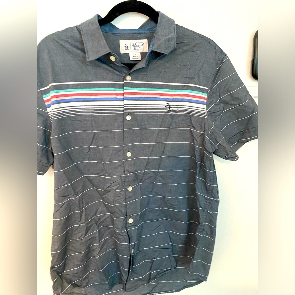 Original Penguin shirt sleeve shirt, multicolor stripped in L.